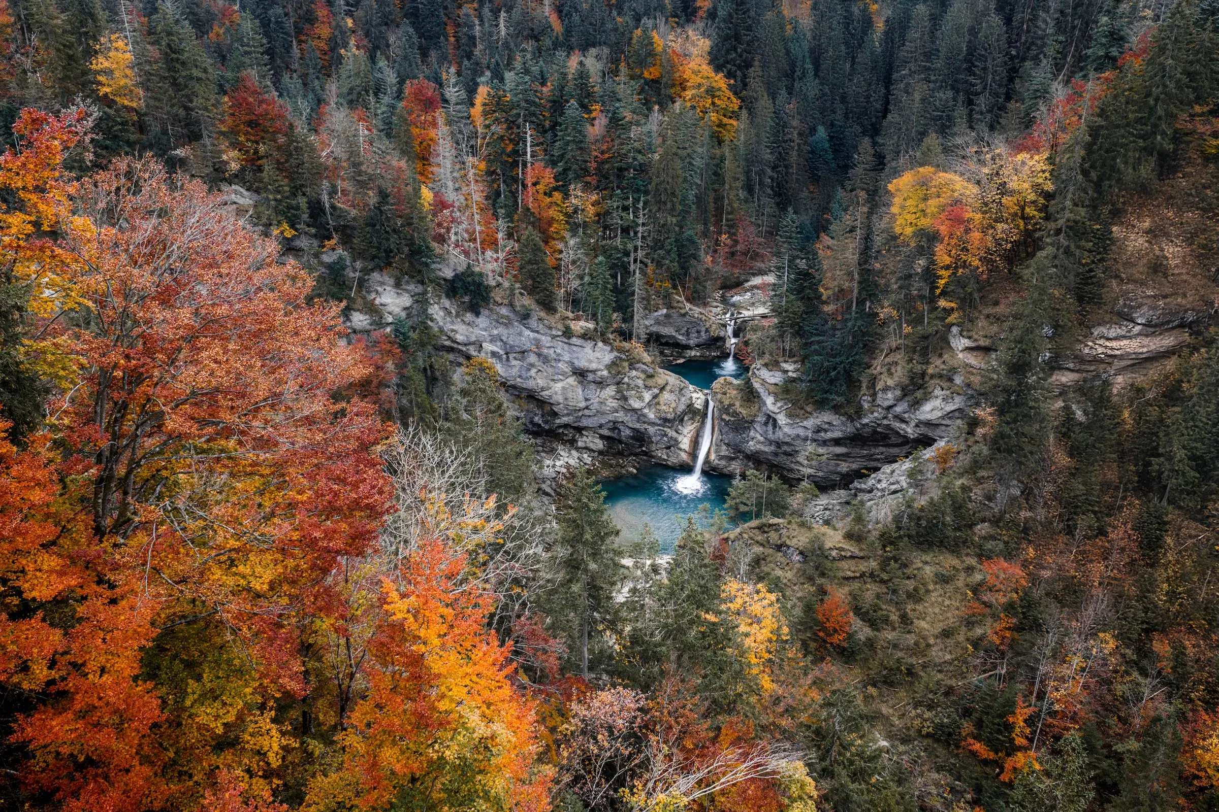allgaeu waterfall autumn drone | Galerie Allgäu