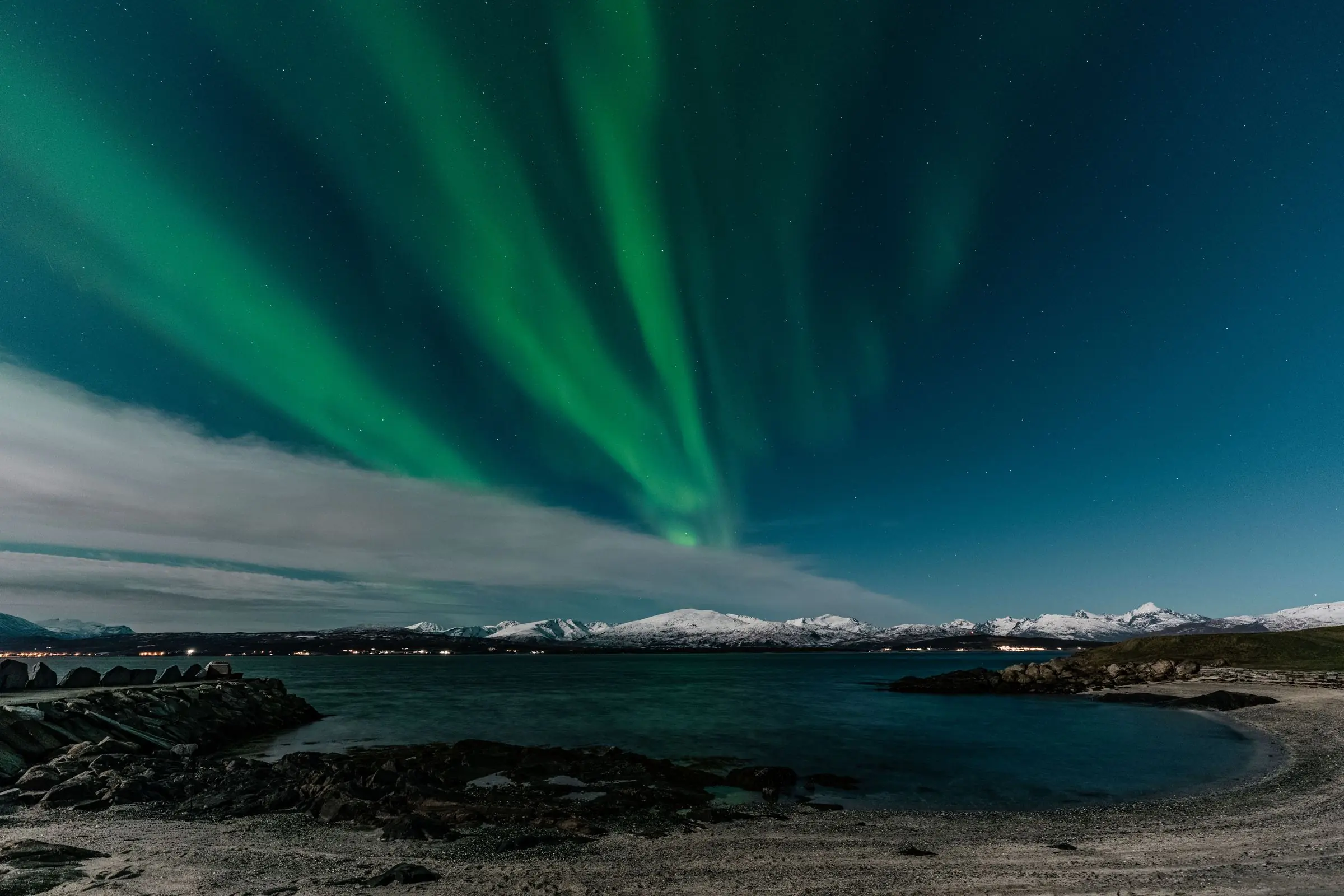 norway tromso beach northern lights | Galerie Reisen